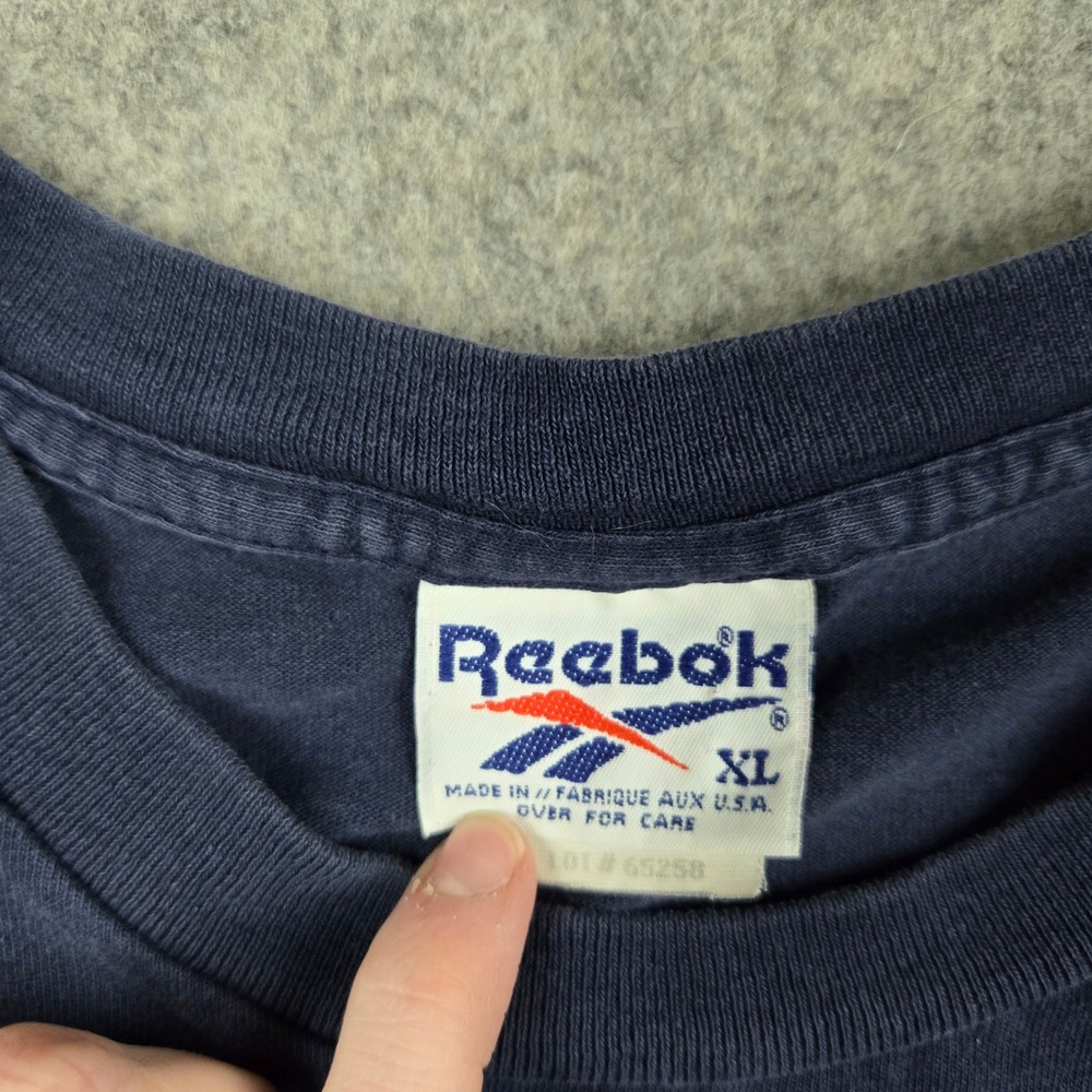 Reebok T Shirt Mens XL Blue Vintage 90s Single Stitch Graphic Vector Logo USA - Picture 6 of 12